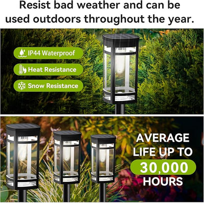 EXCMARK 16 Pack Solar Lights Outdoor Waterproof for Garden Pathway Walkway Driveway Yard Lawn Decorative Landscape Lighting. (Cool White Light, 16)