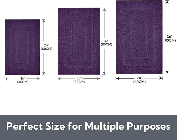 GRANNY SAYS Bathroom Rugs Non Slip Washable, Soft Bath Mats for Bathroom, 16" x 24", Super Absorbent Bath Mat Small Rug, Shaggy Shower Room Floor Mat, Tub, Purple