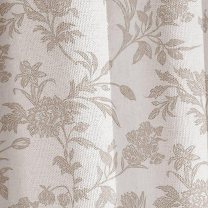 Beige Shower Curtain Floral Cotton Linen Cottagecore Shower Curtain for Bathroom 78" L x 72" W Long