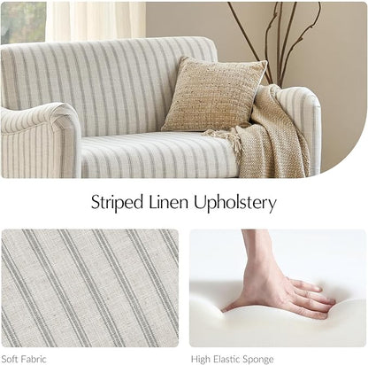 EcoHarbor Living 50.5" Mid-Century Modern Couch, Upholstered Sofa with Armrests, Stripe Mini Couches for Small Space, Living Room, Bedroom, Office, Apartment, Stripe