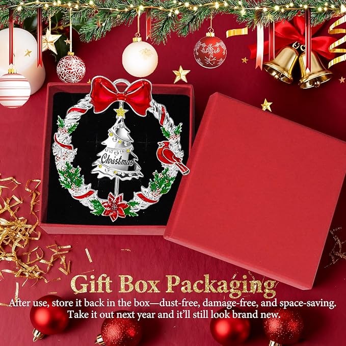 2025 Christmas Ornament for Christmas Tree Decorations, Double-Sided Rotatable Dated 2025 Wreath Ornaments, 3.3x3.3 Inch Ornament for Tree Wreath Door Fireplace Decorative Keepsake Gift