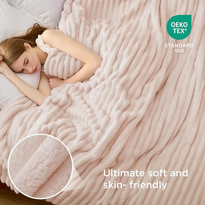 Bedsure GentleSoft California King Size Blanket for Bed - Cozy Soft Blankets for Women, Cute Large Throws for Girls, Crystal Pink, 102x96 Inches