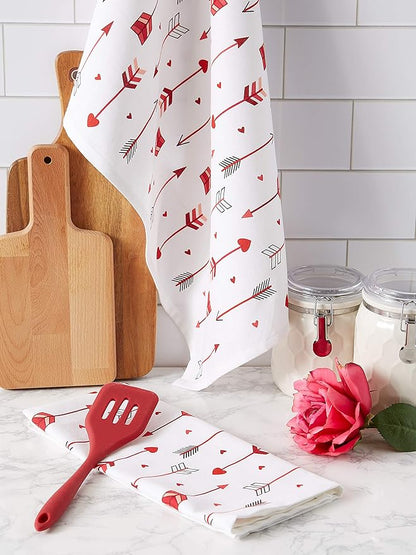 DII Valentine Kitchen Towels Set of 3 Arrow Collage 18x28 Dish Towels