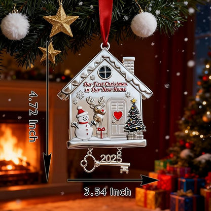 New Home Ornament 2025 Dated First Christmas Ornaments for Tree Decoration Metal House Decor Warming Gifts for Women Men Housewarming Presents for Couple Homeowners