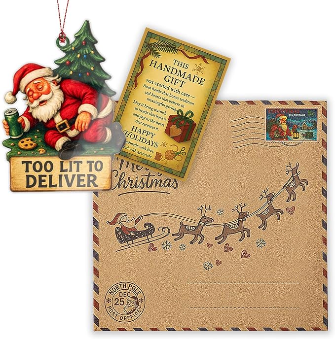 Funny Christmas Ornaments, Funny Gag Gifts, White Elephant Ornament, Raunchy, Hilarious, Unique Ornaments, Suncatcher Effect Window Hanging, Santagag Car Hanging