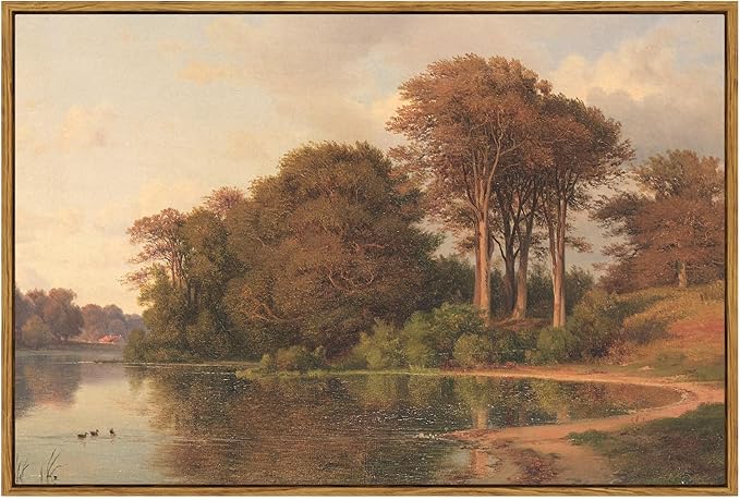 ARPEOTCY Vintage Framed Canvas Wall Art, Living Room Autumn Scenery Pictures Fall Wall Decor, Large Prints Art, Kitchen Landscape Paintings Farmhouse Retro Country Home Decorations, 24x36 Inch