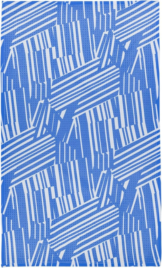 Modern Style Premium Kitchen Tea Towel Super Absorbent Fast Drying Microfiber Blue Fringe