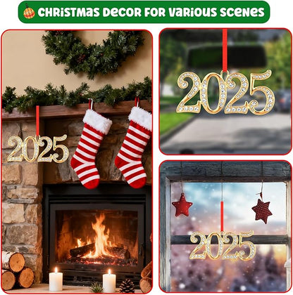 FLYAB 2025 Christmas Ornaments Metal Dated Hanging Ornament for Christmas Tree Decorations 2025 Gold Keepsake Gifts for Women Friend Girl Teens Coworkers Xmas Stocking Stuffers Holiday Party Supplies