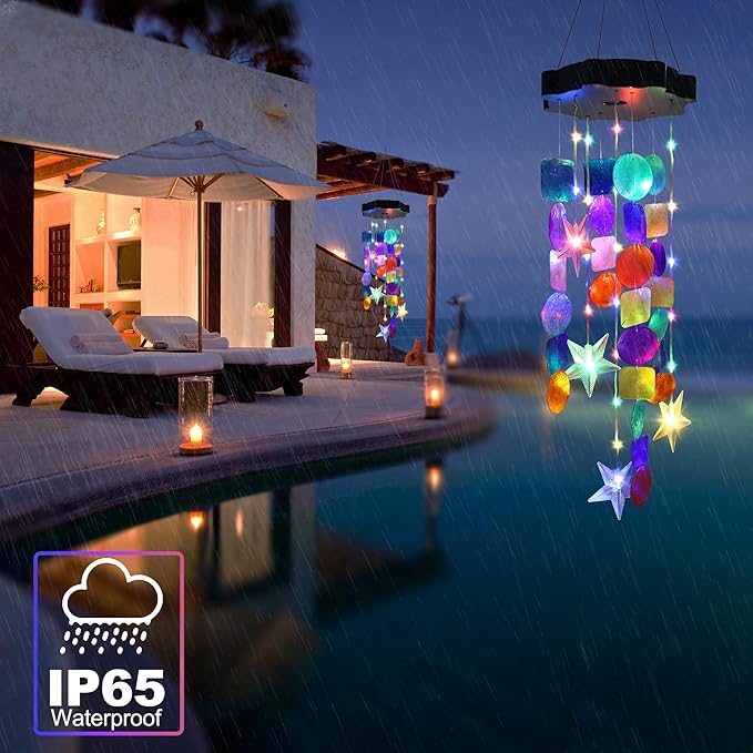 Solar Shell Gift for Mom Grandma Girls, Colorful Solar Wind Chimes for Outside, Outdoor Decorative Mobile Lights for Garden, Yard, Patio, Window, Party,Christmas Outdoor Decorations