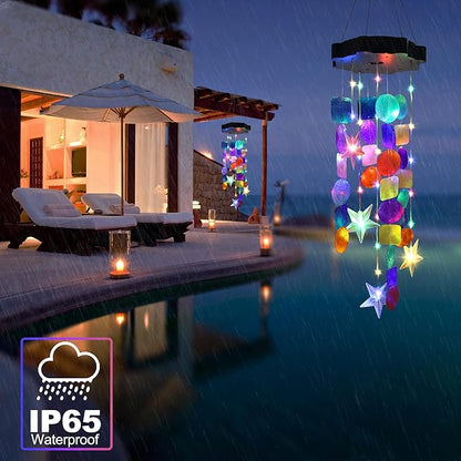 Solar Shell Gift for Mom Grandma Girls, Colorful Solar Wind Chimes for Outside, Outdoor Decorative Mobile Lights for Garden, Yard, Patio, Window, Party,Christmas Outdoor Decorations