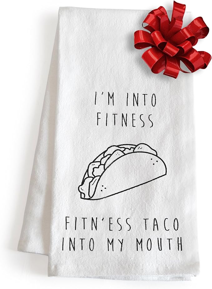 I'm Into Fitness Taco Kitchen Towels 18x24 Funny Dish Towels Tabletop Decor Taco