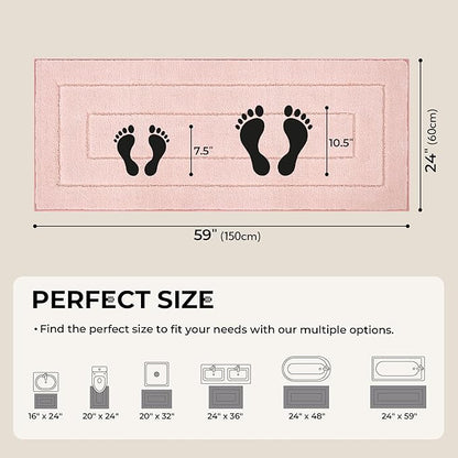 GRANNY SAYS Pink Bathroom Rugs Non Slip, 24" x 59", Large Bathroom Rugs Washable, Bath Rugs for Bath, Absorbent Bath Mats for Floor, Absorbent Shower Rug, Microfiber Bath Mat for Tub