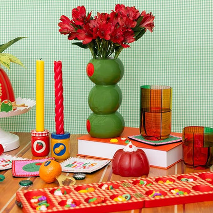 ban.do Decorative Ceramic Flower Vase for Centerpiece, Tall Novelty Olive Vase for Home/Kitchen/Bar Cart (Olives)