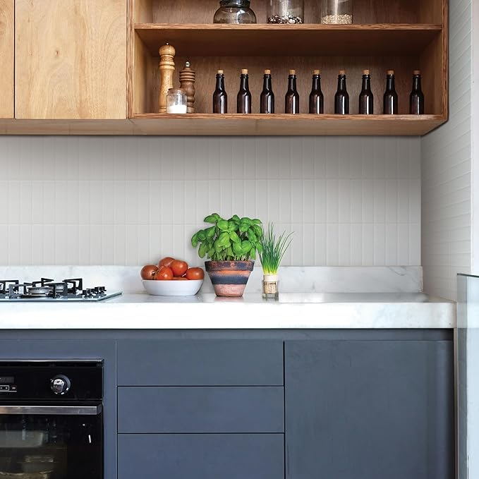 SMART TILES Peel and Stick Backsplash - 5 Sheets of 11.43" x 9" - 3D Adhesive Peel and Stick Tile Backsplash for Kitchen, Bathroom, Wall Tile