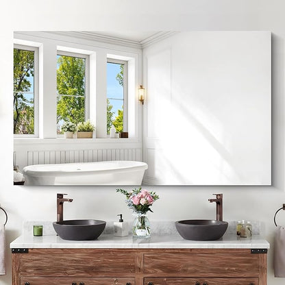 KOCUUY Large Frameless Mirror,60x36 Inch Rectangle Bathroom Vanity Mirror for Over Sink, Upgraded Shatterproof Unframed Design for Bedroom, Living Room, Entryway