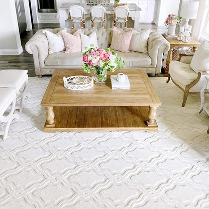 My Texas House Cotton Blossom Area Rug 7.9x10.10 Indoor Outdoor, Natural