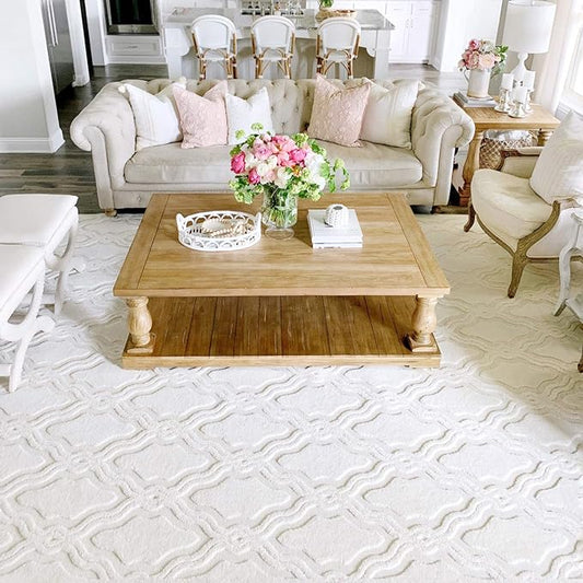 My Texas House Cotton Blossom Area Rug 7.9x10.10 Indoor Outdoor, Natural