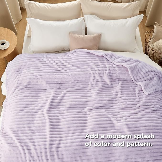 Bedsure GentleSoft Lavender Fog Fleece Blanket for - Super Soft Cozy King Blankets for Women, Cute Small Blanket for Girls, 108x90 Inches