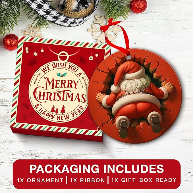 Santa Ornament - Unique Christmas Ornaments 2025, Funny Santa Ornaments for Christmas Tree, Santa Claus for The Tree Decoration, Perfect 2025 Ornament for Holiday Decoration