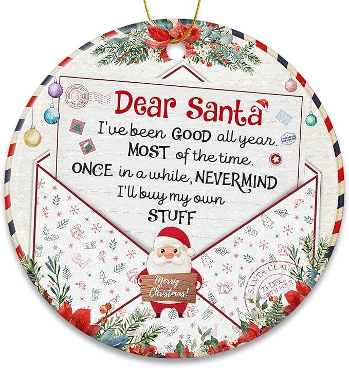 ZAGKOO Funny Christmas Ornaments 2025 - Funny Ornaments for Adults - Hilarious Gag Gifts Christmas for Men Women Coworkers - White Elephant Ornament, Gifts Exchange Idea, Santa Vintage Ornament