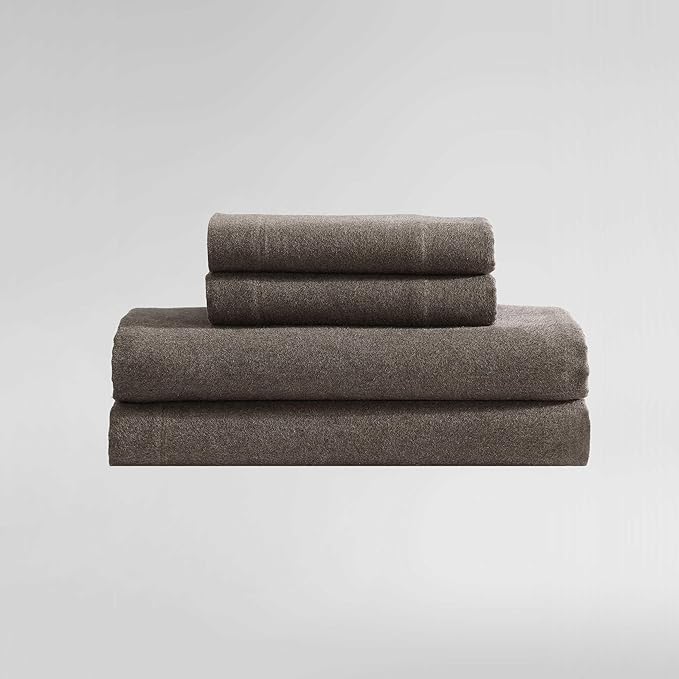 Calvin Klein - Queen Bed Sheets, Soft Melange Flannel Bedding Set with Deep Pockets, Oeko-TEX Certified (Melange Flannel Chocolate Brown, Queen)