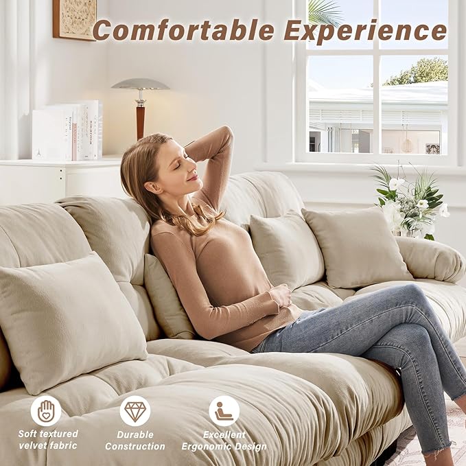 SoarFlash L Shaped Couches for Living Room, Small Sectional Sofa Set with Reversible Chaise, Modern Designed Sleeper Sofas and Modular Couch Function, Suitable for Small Spaces in Apartment, Camel