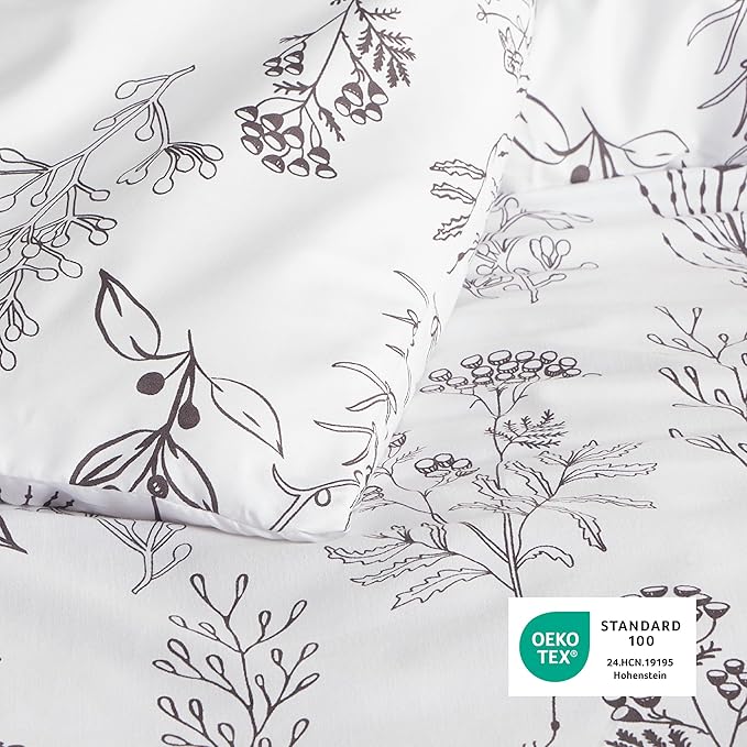 Bedsure Twin/Twin XL Comforter Set - Bright White Bed Set, 2 Pieces Cute Floral Bedding, 1 Soft Reversible Botanical Flowers Comforter and 1 Pillow Sham