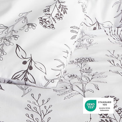 Bedsure Full Comforter Set - Bright White Bed Set, 3 Pieces Cute Floral Bedding, 1 Soft Reversible Botanical Flowers Comforter and 2 Pillow Shams