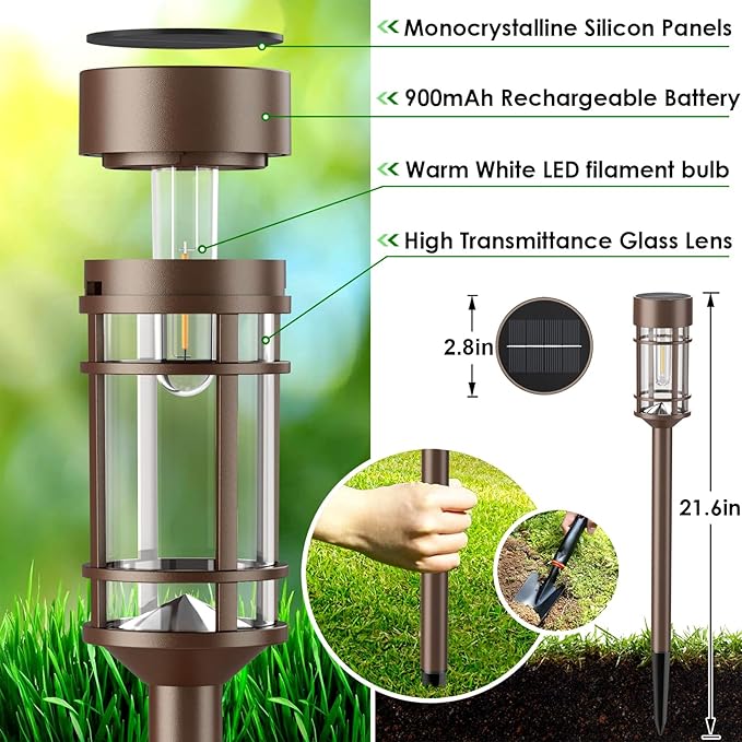 Mancra 8 Pack Solar Outdoor Lights, Bright Up to 10 Hrs Solar Lights Outdoor Waterproof Garden Decor for Patio Lawn Yard and Landscape