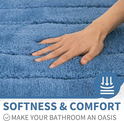 GRANNY SAYS Blue Bathroom Rugs Non Slip, 16" x 24", Bath Rugs for Bathroom, Small Bath Rug Washable，Absorbent Bath Mats for Floor, Microfiber Bath Mat for Tub, Absorbent Shower Rugs