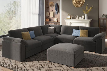 EASE MOOSE Oversized Sectional Modular Sofa,L Shape Sectional Couch with Ottoman,Deep Seat Cloud Couch for Living Room，Removable Cover