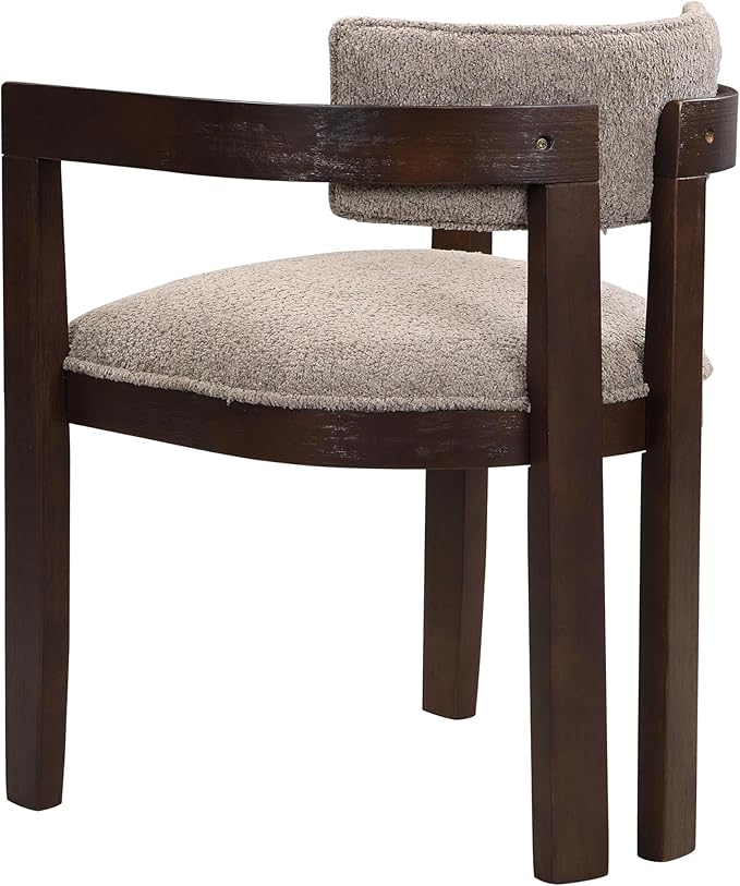 Christopher Knight Home Falcon Boucle Fabric Upholstered Dining Chairs Set of 2, Modern Wooden Dining, Curved Backrest Kitchen Side Chair,Living Room Extra Seat, Espresso