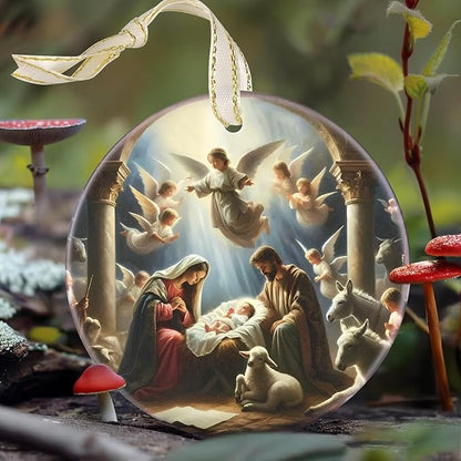 Nativity Christian Ornament - Religious Gift Idea for Christmas Tree Decor