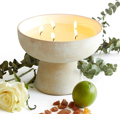 BLUEME Focus - Eucalyptus & Lime, Luxury Candle w/Essential Oils, 5 Wick, Hand-Poured Soy, Cotton Wick, Ceramic