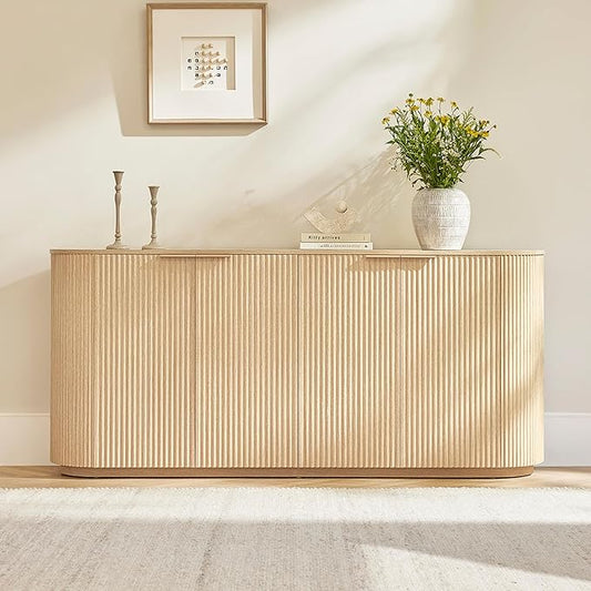 CHITA 70" Sideboard Buffet Cabinet with Storage, Living Room Accent Cabinet with Doors and Adjustable Shelves, for Bar, Kitchen, Oak