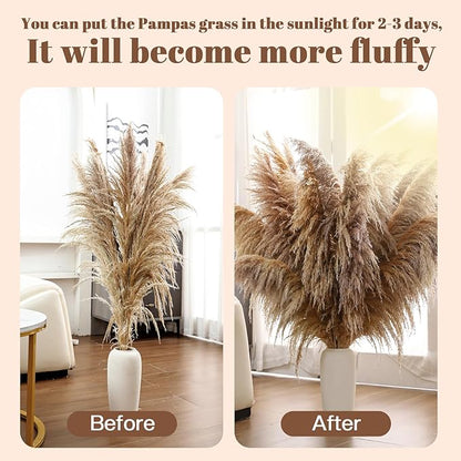 40" inch 11 Stems Natural Pampas Grass Tall Decor,Pompas Grass,Large Brown Tall Pampas Grass for Floor Vase,Wedding Decorations,Party,Boho Home Decor,and Creating a Boho Ambiance