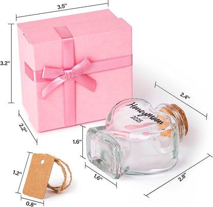 Honeymoon Sand Keepsake Jar 2025，Bridal Shower, Wedding, Engagement, Honeymoon, Travel Gift for Couples, Newlywed, Fiance(Gift Box Includes) - 40ml Heart Shape Glass