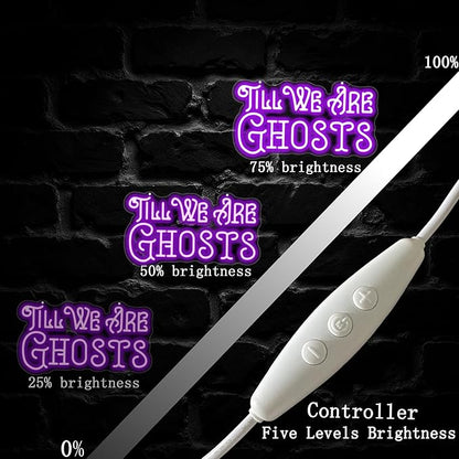 Til We Are Ghosts Neon Sign Halloween Party LED Neon Light Home Decor Gothic Backdrop Decoration Personalized Gift, Valentines Gift Birthday Party, Anniversary Engagement Gift-Purple