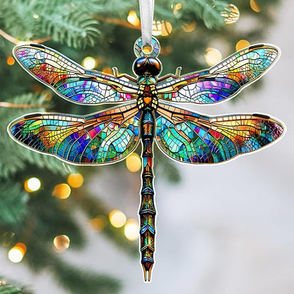 OASSIE Christmas Dragonfly Gifts for Women - Acrylic Christmas Ornaments 2025 for Tree with Card - Dragonflies Decor for Home Garden Decorations, Gifts Ideas for Mom Grandma Friends