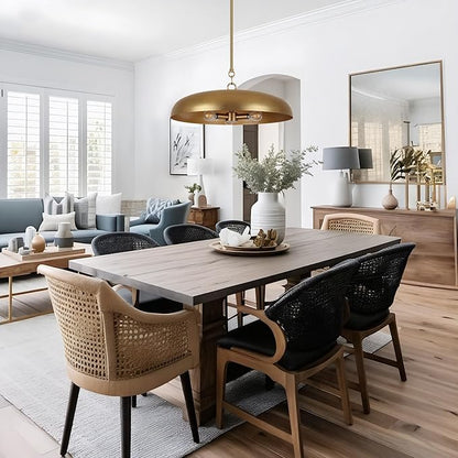 LamQee 20 Inch Oversized Large Pendant Lights, 3-Lights Brushed Gold Modern Dome Chandelier, Farmhouse Metal Pendant Lighting Fixture Ceiling Hanging for Kitchen Island, Dining Room Over Table, Bar