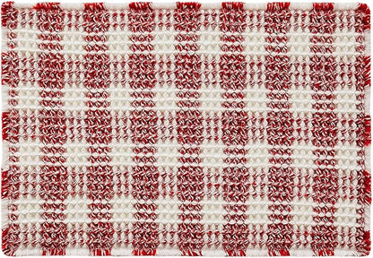 Waffle Bath Mat, Boho Bathroom Rugs Non Slip Washable Absorbent Checkered Bathroom Mat Quick Dry Cute Bath Mat, 30"x20" Red and White