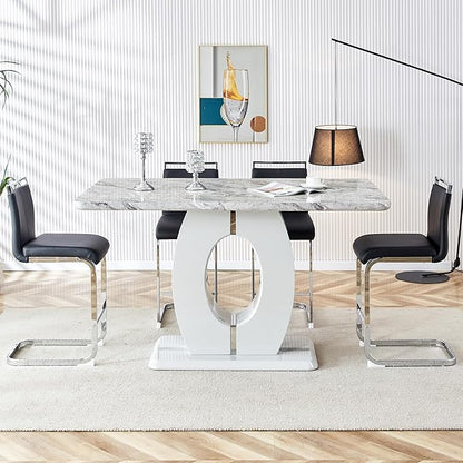 Bar Stools Set of 4,25" Counter Height Bar Stools with Footrest,Black Faux Leather Kitchen Stools with Chrome Plated Metal Leg,Counter Height Stools Ideal for Island Pub Kitchen Counter Dining Chair