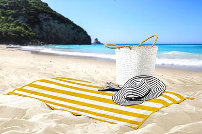 Utopia Towels 4 Pack Cabana Stripe Beach Towel Oversized 100% Ring Spun Cotton Beth Towels Highly Absorbent Quick, Yellow