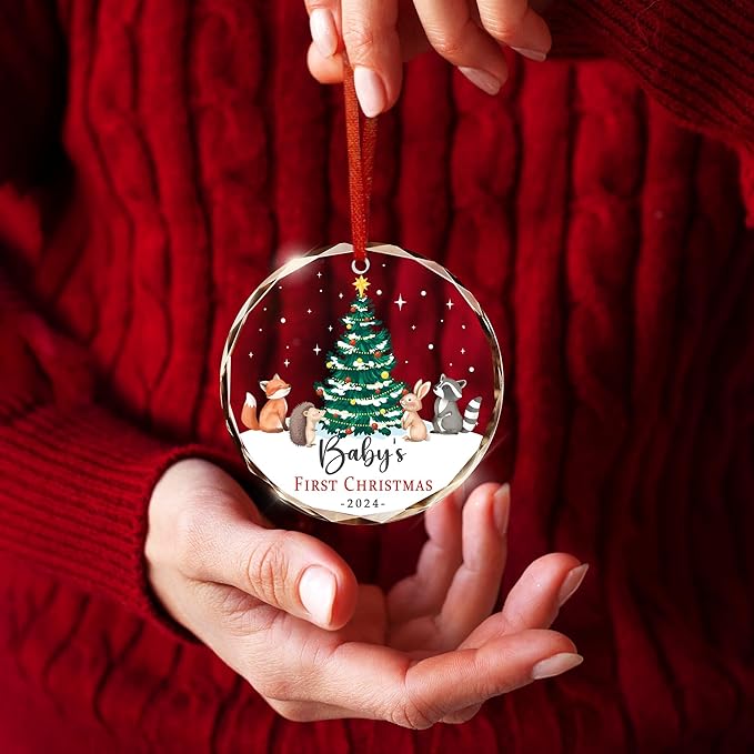 Baby's First Christmas Ornaments 2025 - Glass Ornaments for Tree Xmas Decorations - New Parents Gifts for Couples, Baby First Christmas Decorations, Mom and Dad Gifts for New Parents Couples