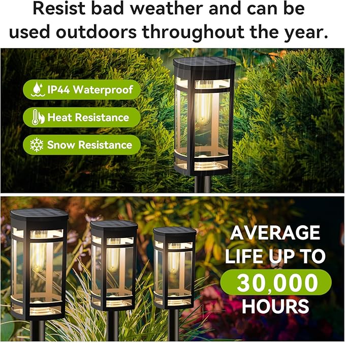 EXCMARK 12 Pack Solar Lights Outdoor Waterproof for Garden Pathway Walkway Driveway Yard Lawn Decorative Landscape Lighting. (Warm White Light, 12)