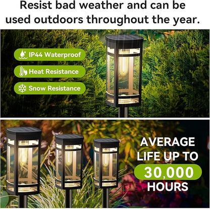 EXCMARK 8 Pack Solar Lights Outdoor Waterproof for Garden Pathway Walkway Driveway Yard Lawn Decorative Landscape Lighting. (Warm White Light, 8)