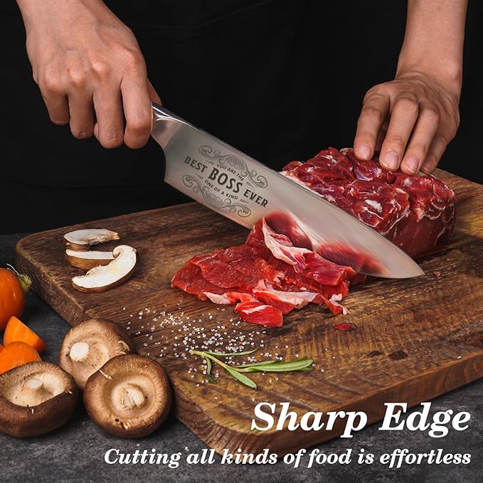 Gifts for Men Christmas, 8" Pro German 1.4116 Stainless Steel Chef Knife, Kitchen Knife Gift for Boss Day Birthday, Boss Gifts for Men Women, Christmas Stocking Stuffers