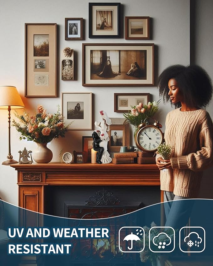 Skeleton Bride and Groom 6.4'' - Dia De Los Muertos Figurines Day of The Dead Decorations Till Death Do US Part Decor - Halloween Gothic Cake Topper Decor (Skeleton Couple)