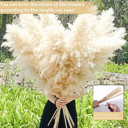 40" 33PCS Dried Pampas Grass Decor Tall,Large Natural Beige pompas Grass Tall Pampas Grass for Floor Vase,Wedding Decoration,Party,Farmhouse,Boho Home Decor,and Creating a Bohemian Ambiance