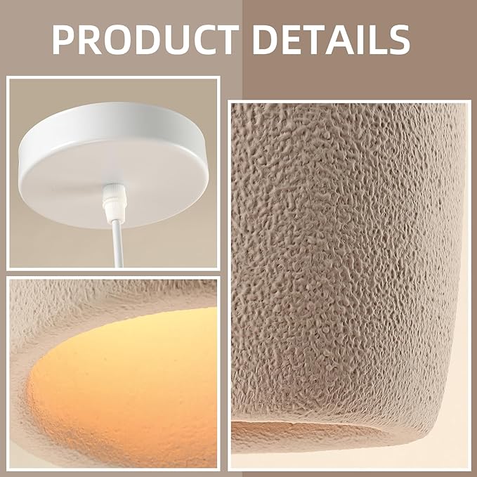 JAYMP Wabi Sabi Pendant Light for Dining Room Kitchen Island Light Hallway Restaurant Hanging Lamp E26 Base Japanese Style Wine Bottle Shape Lighting Fixture, 1 Pack (Light Brown,C Shape, D26×H46cm)